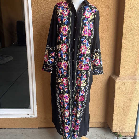 Soft Surrounding NWT  embroidered gorgeous colorful peasant boho florals maxi - Picture 2 of 7